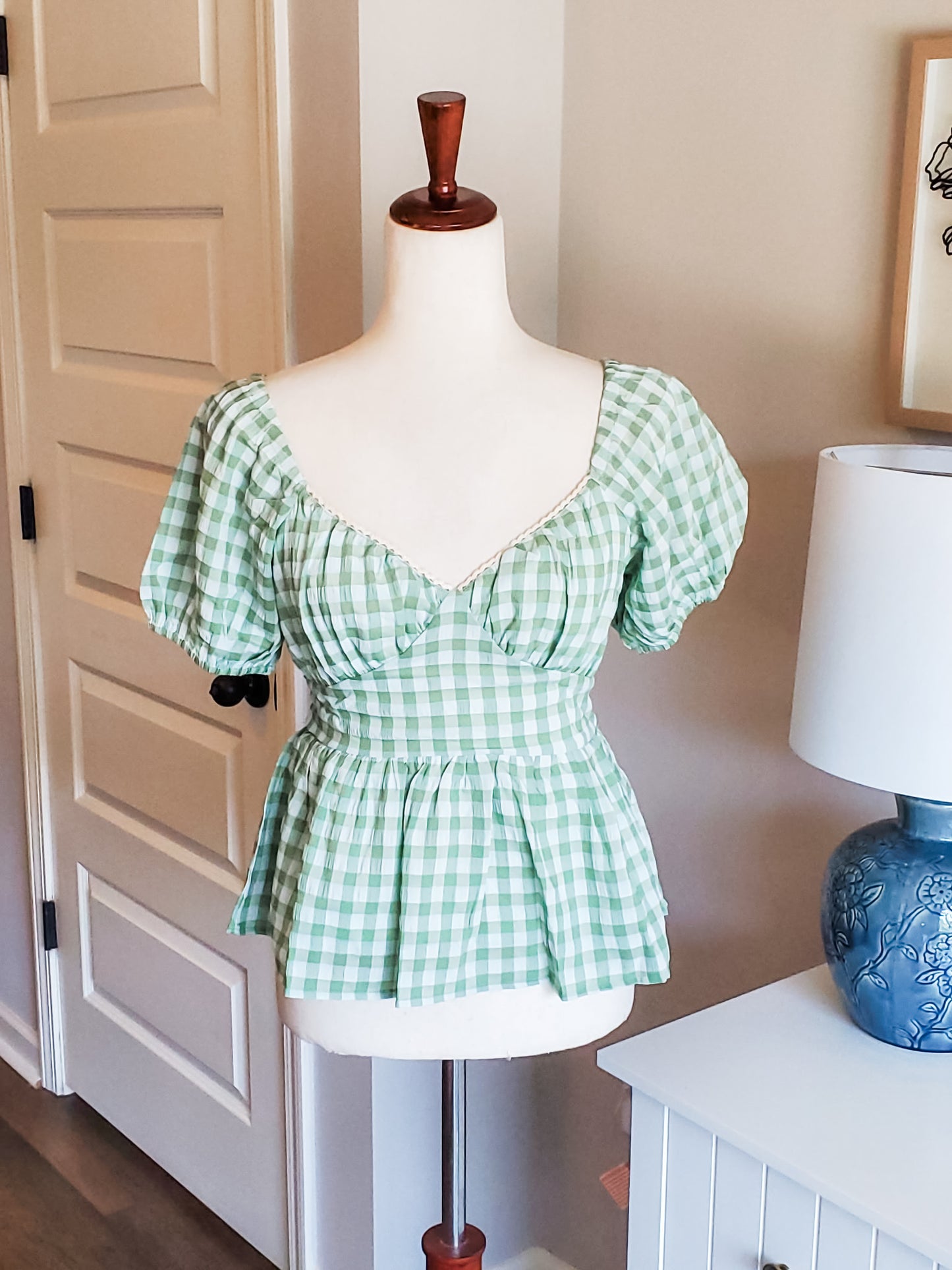 NEW Green Checked Top