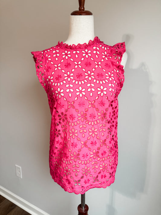 Pink Tank with Cutouts XS