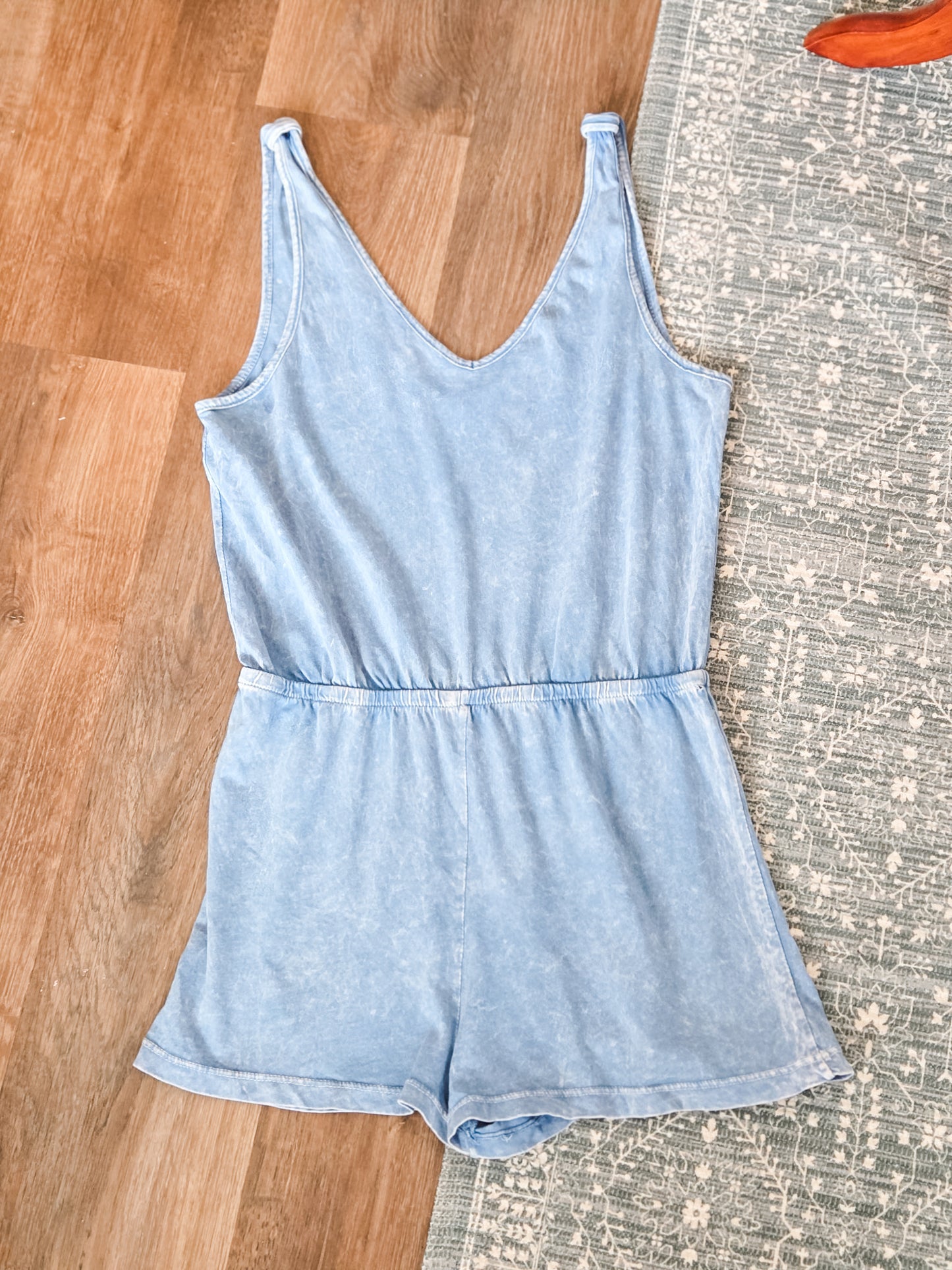 Blue Cotton Romper S