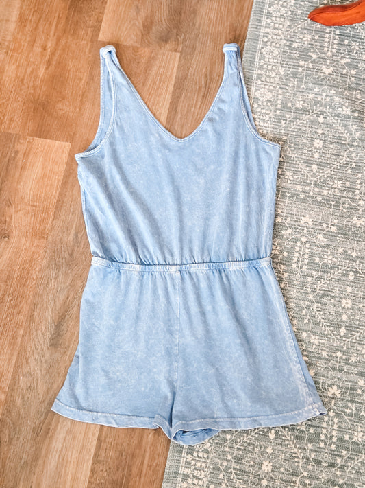 Blue Cotton Romper S
