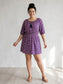 Purple Green Navy Print Mini Dress L