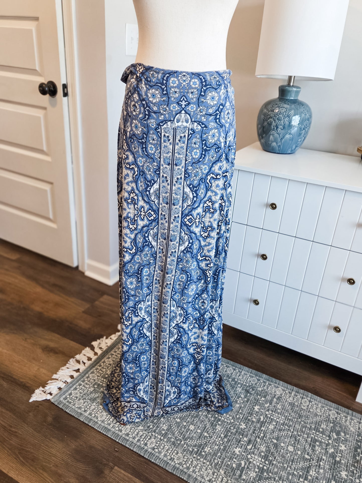 Blue Floral Maxi Skirt M