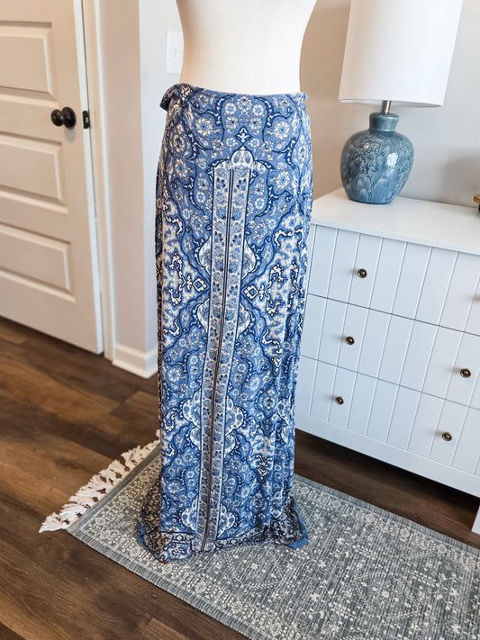 Blue Floral Maxi Skirt M