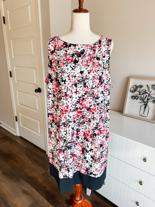 NWT Pink Black Floral Dress XLP