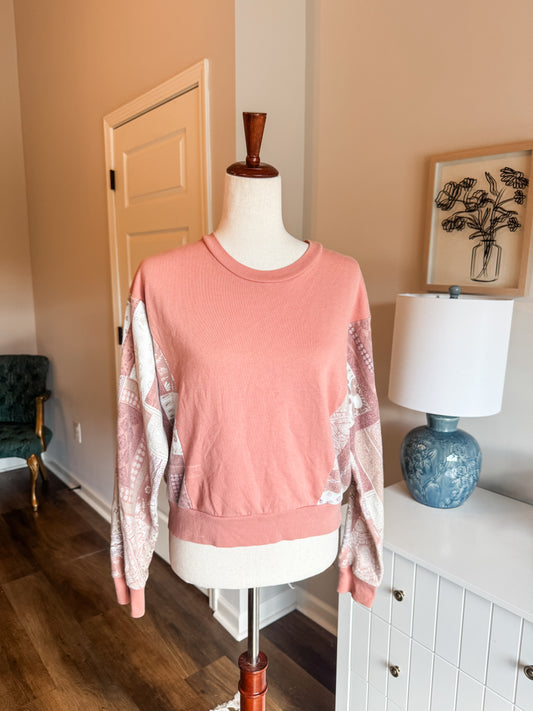 Pink Boho Print Pullover S