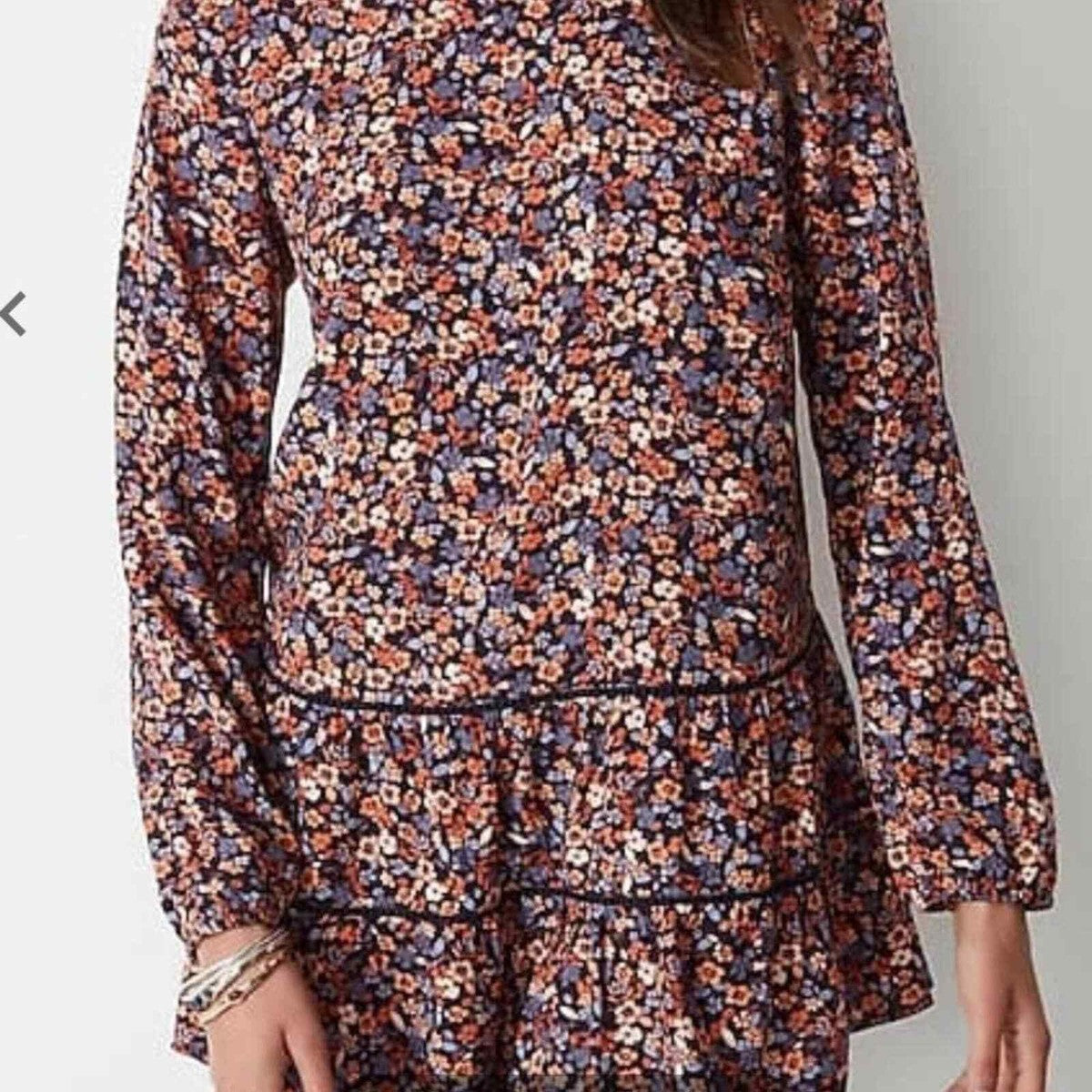 Black Orange Blue Floral Tunic L/XL