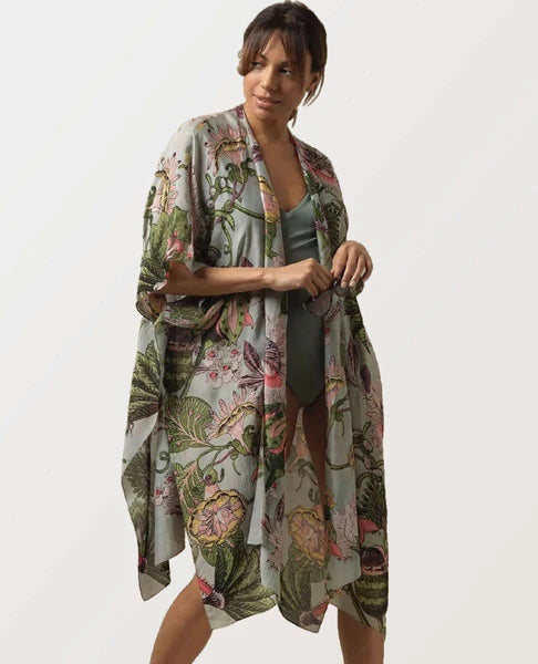 Green Print Kimono OS