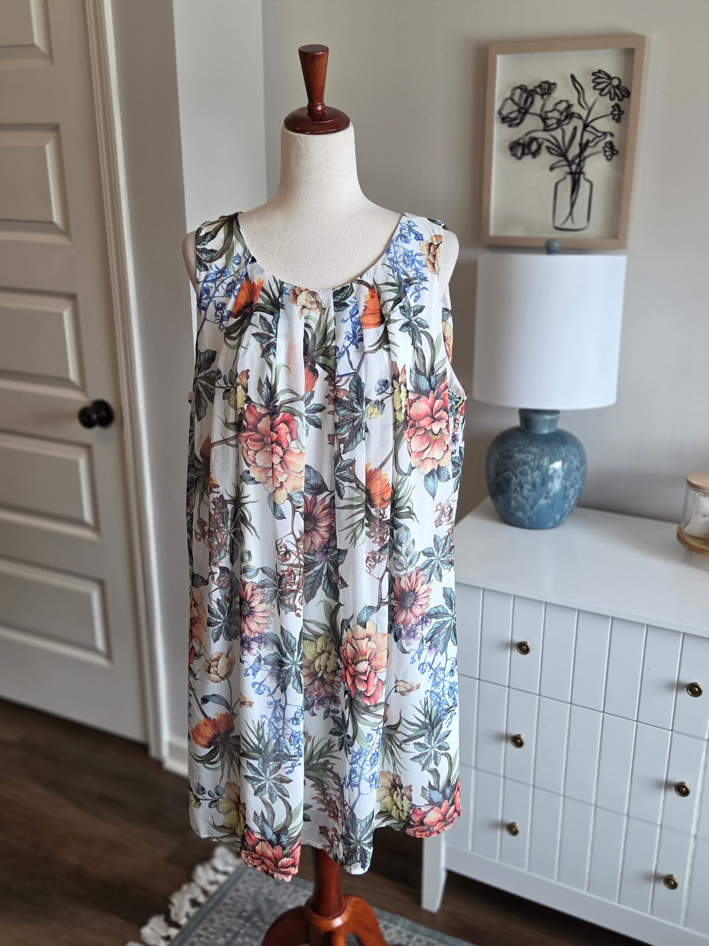 White Floral Dress 3X