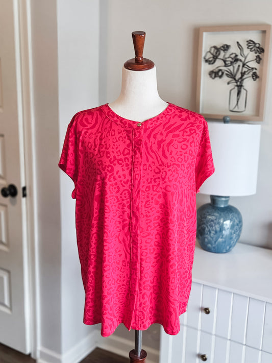Pink Red Animal Print Top XL