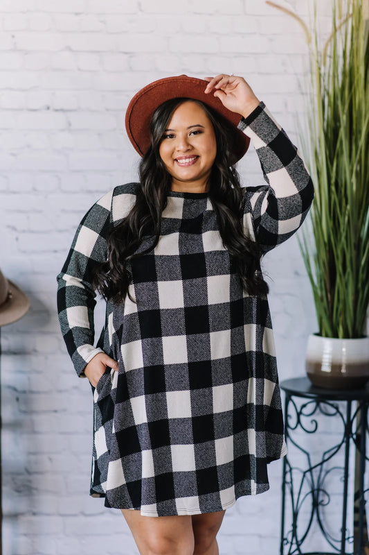 NEW Black Buffalo Plaid Dress XL