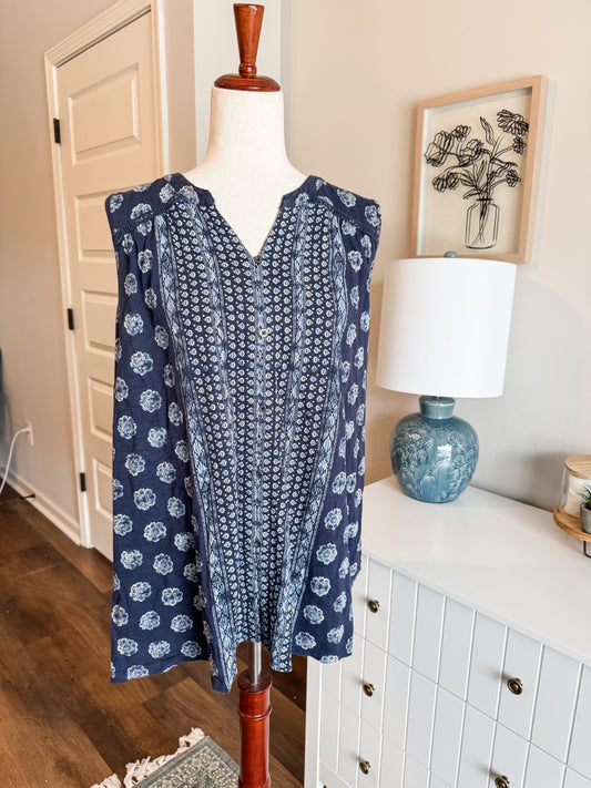 Navy Print Tank XL