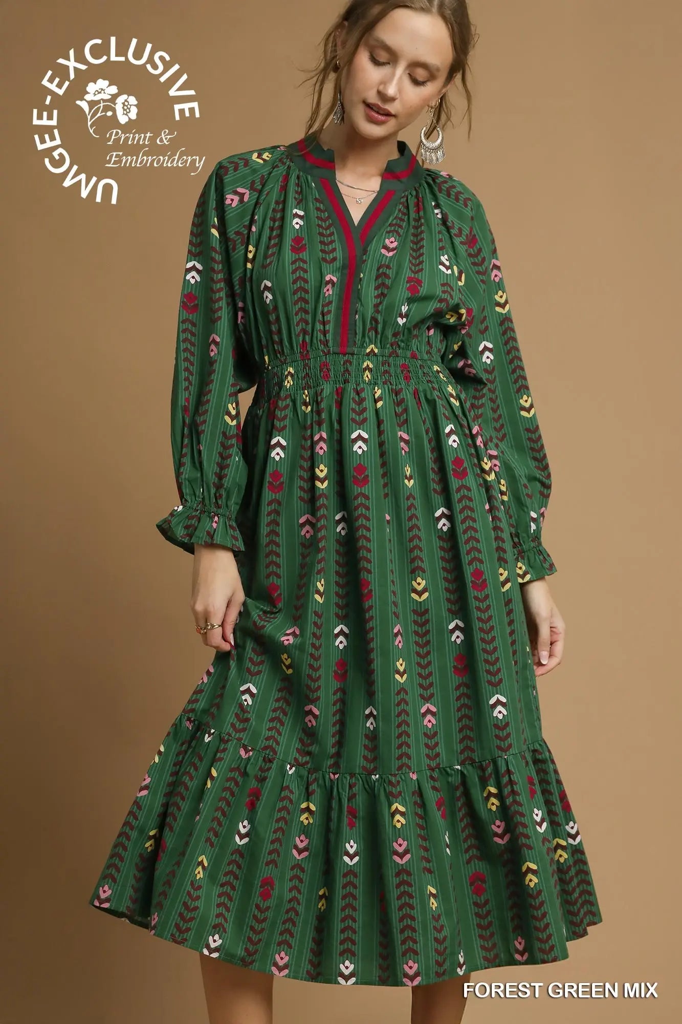 NEW Forest Green Print Dress