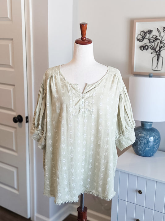 Green Oversized Print Top L
