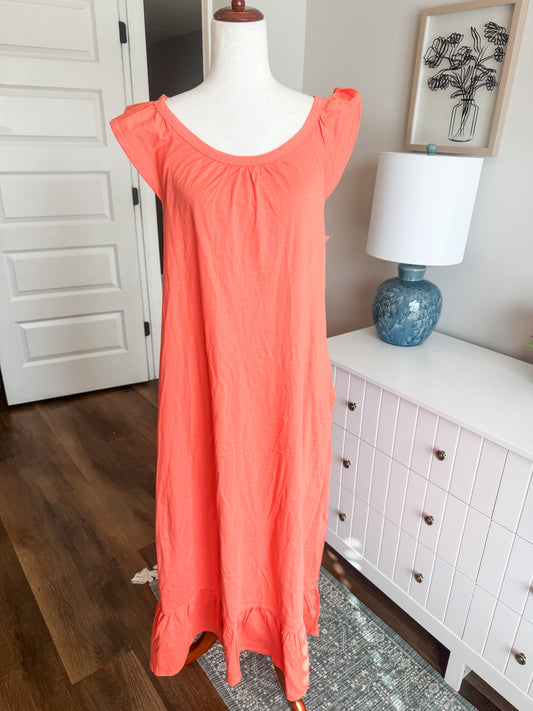 NWT Coral Cotton Maxi Dress L