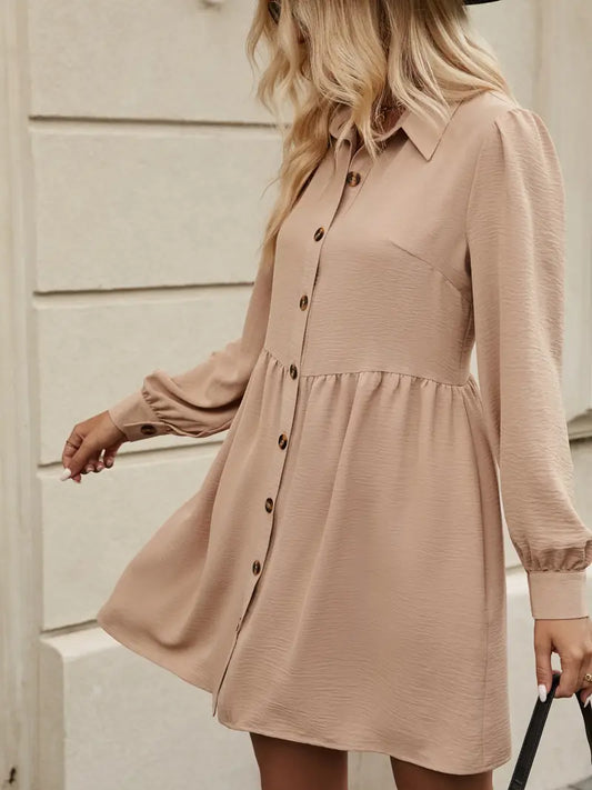 Tan Dress with Buttons M