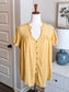 Yellow Lace Trim Button Up XL