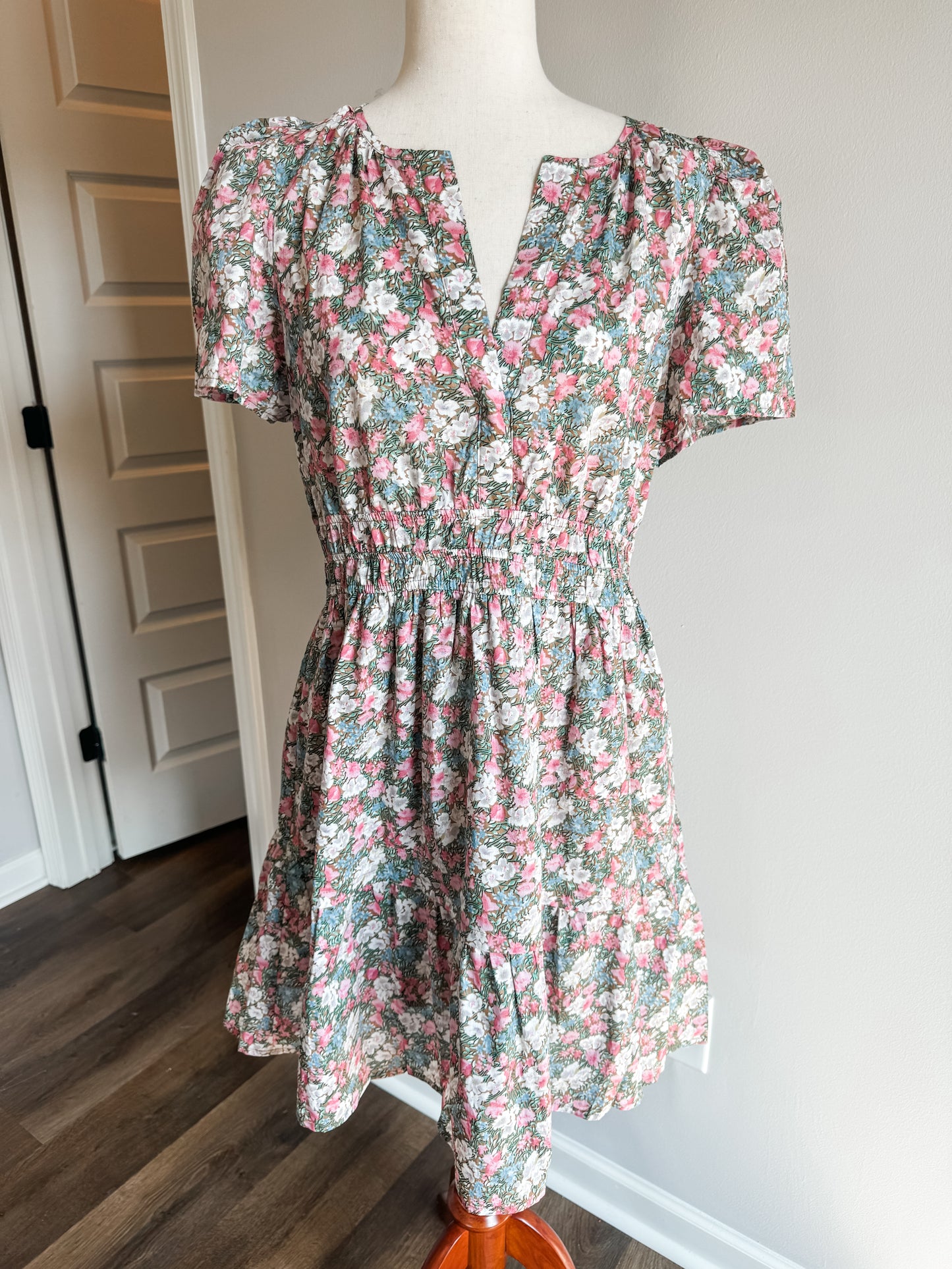 Blue Pink Green Floral Dress