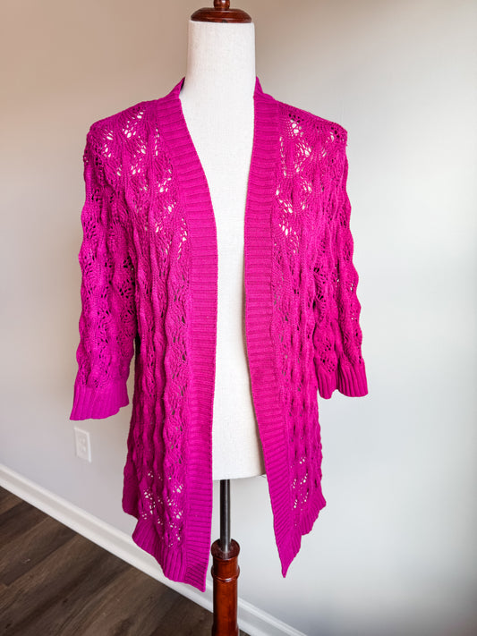 Fuchsia Open Cardigan XL