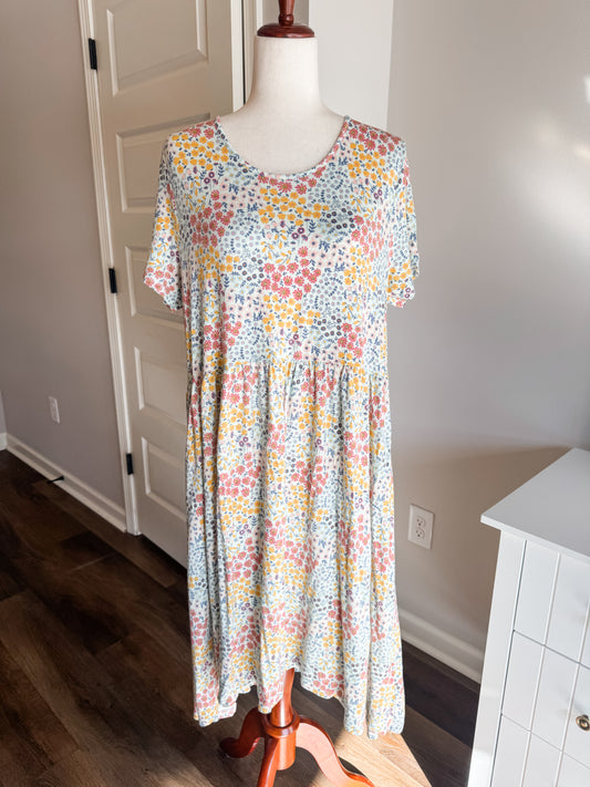 Multi Color Floral Dress XXL