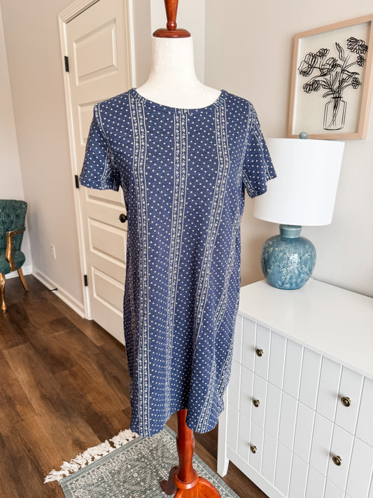 Navy Print Dress L