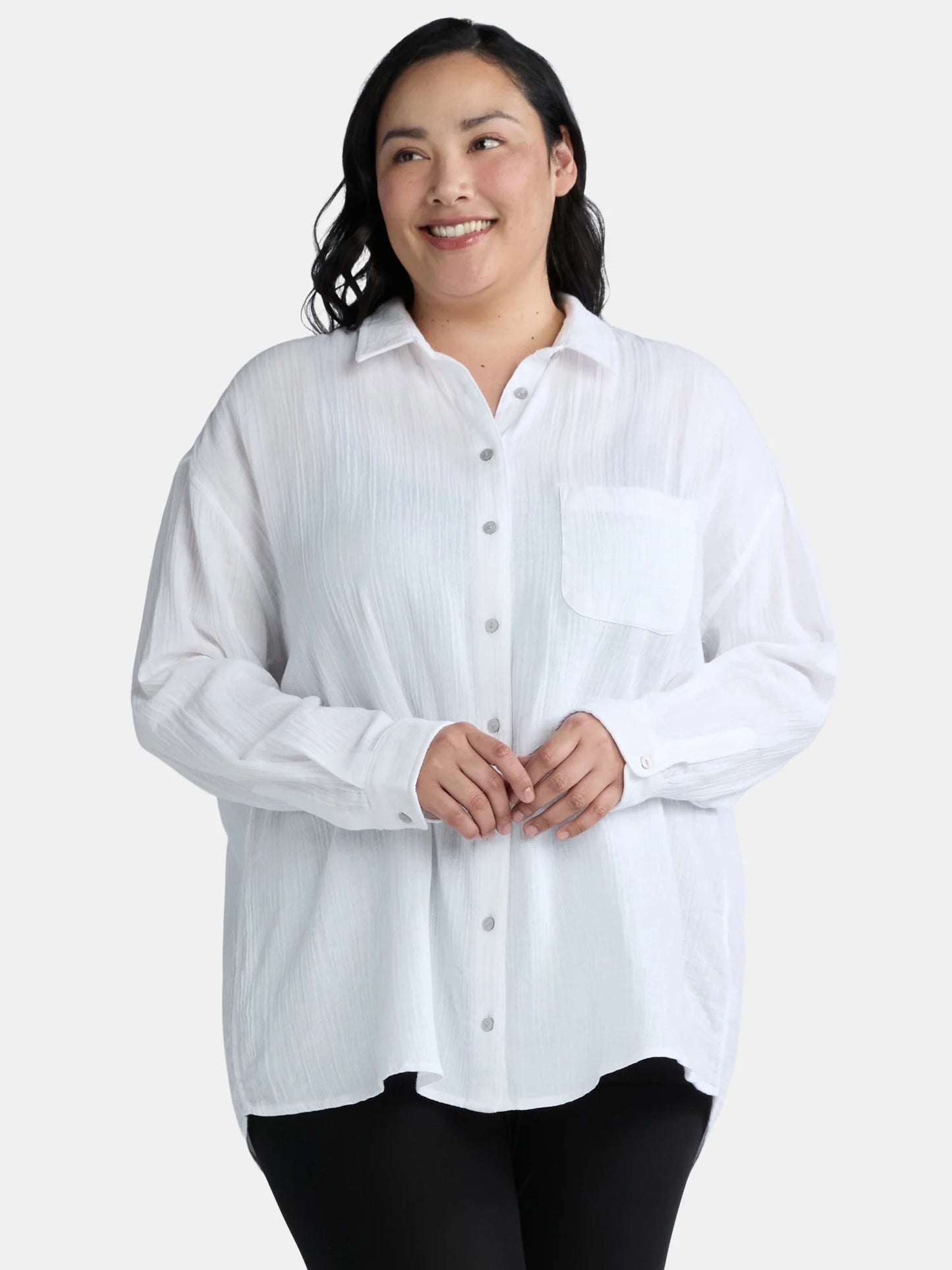 White Cotton Button Up XXL