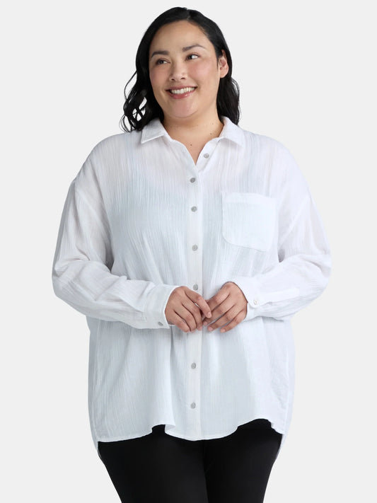 White Cotton Button Up XXL