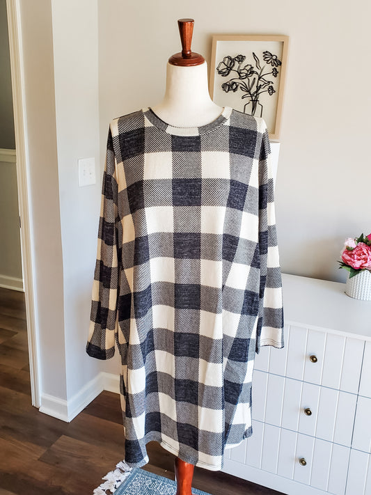 NEW Black Buffalo Plaid Dress XL