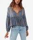 Blue Brown Green Striped Top XS