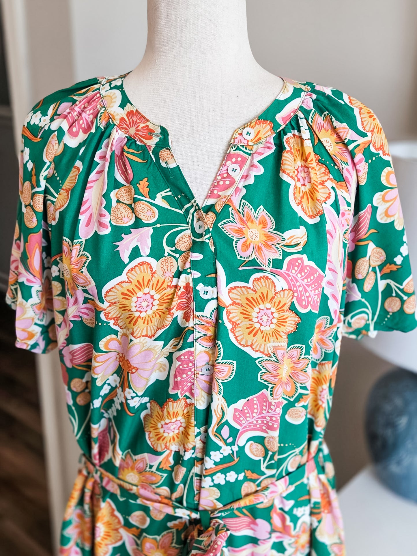 NEW Bright Green Floral Dress