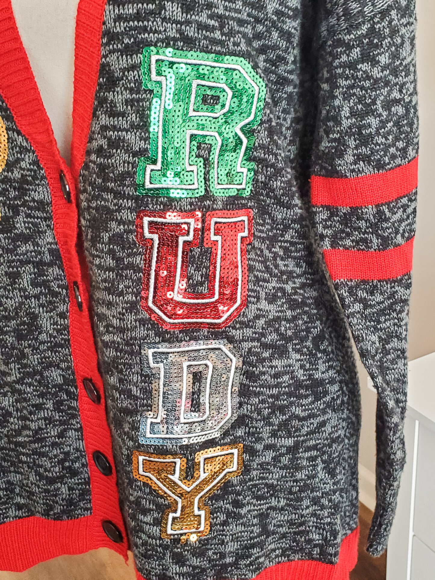 Multi Color Christmas Cardigan L