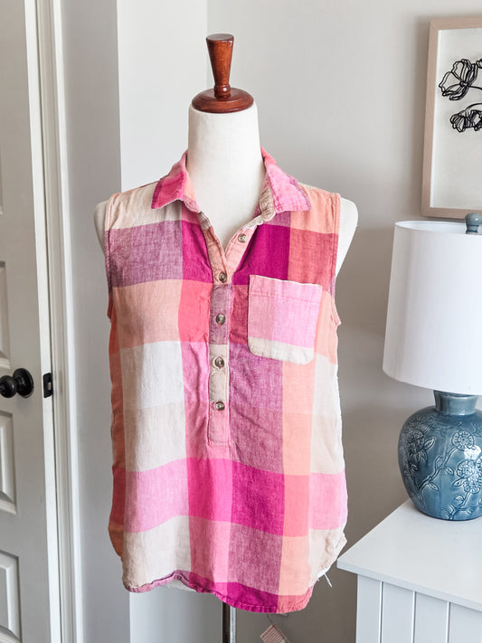 Pink Orange Plaid Tank S
