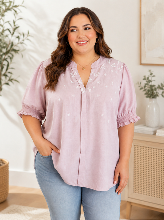 Mauve Embroidered Top XL/1X