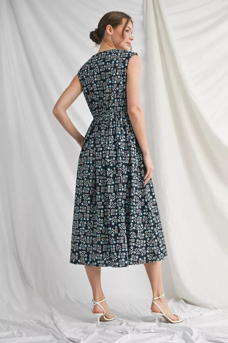 NEW Navy Floral Bow Dress