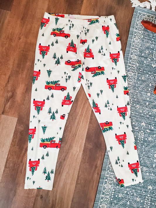 Red Truck Christmas Leggings L/XL