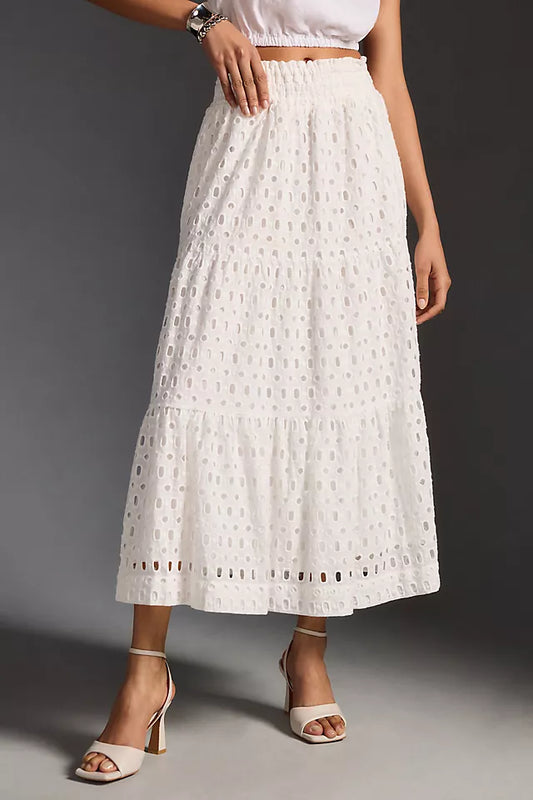 White Somerset Eyelet Maxi Skirt S