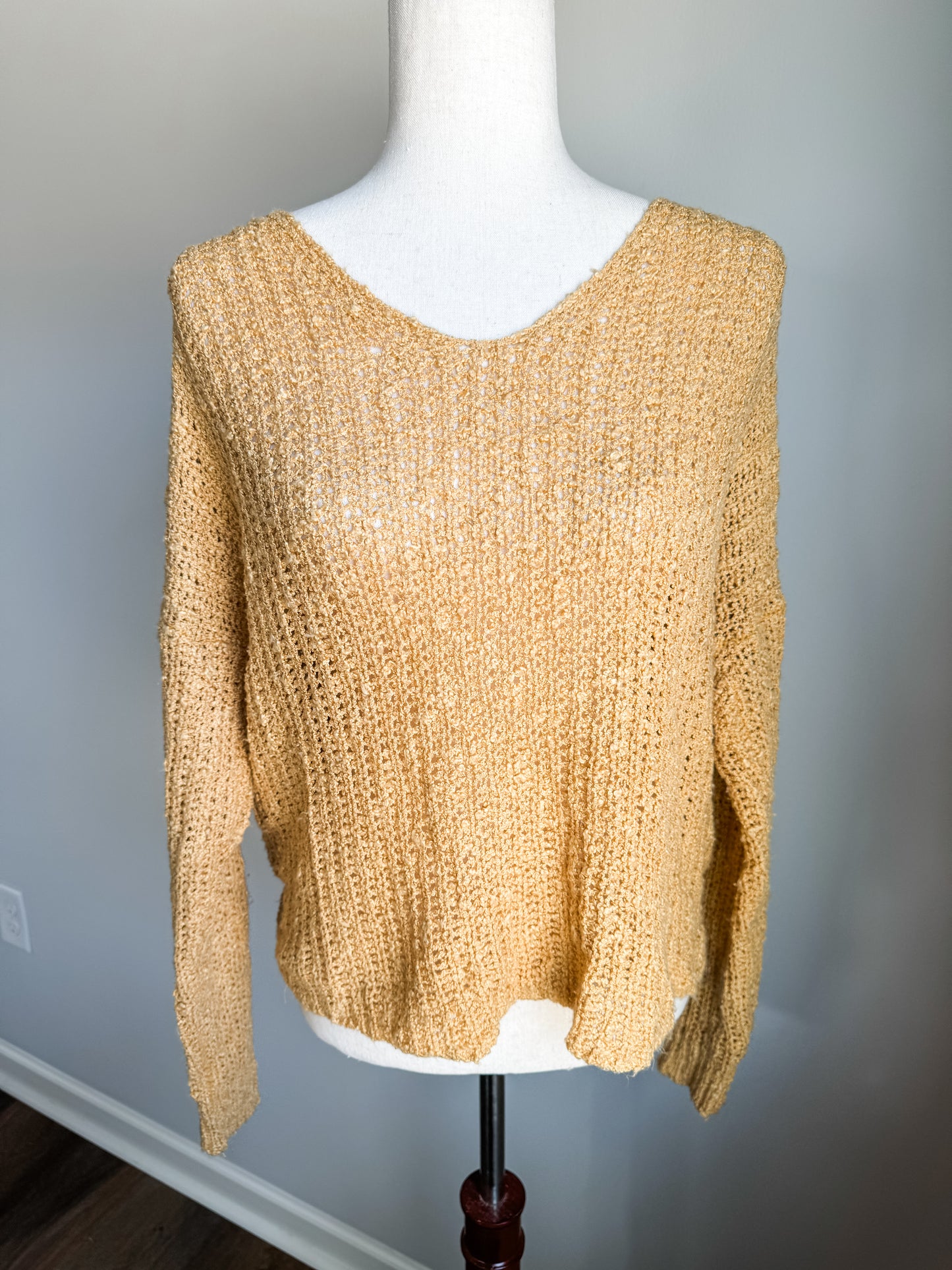 Yellow Open Twist Back Sweater M/L