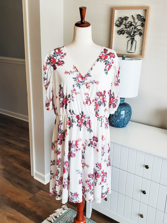 NWT White Floral Dress XL