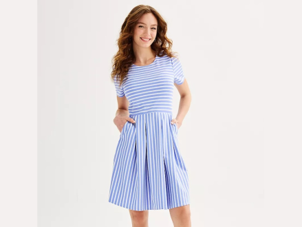 Blue White Striped Dress XL