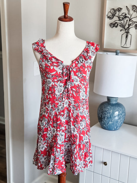 Red Floral Sundress XS