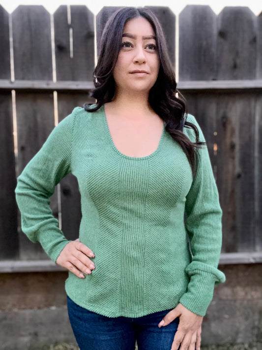 Green Textured Top XL