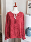 Rust Peach Print Blouse L
