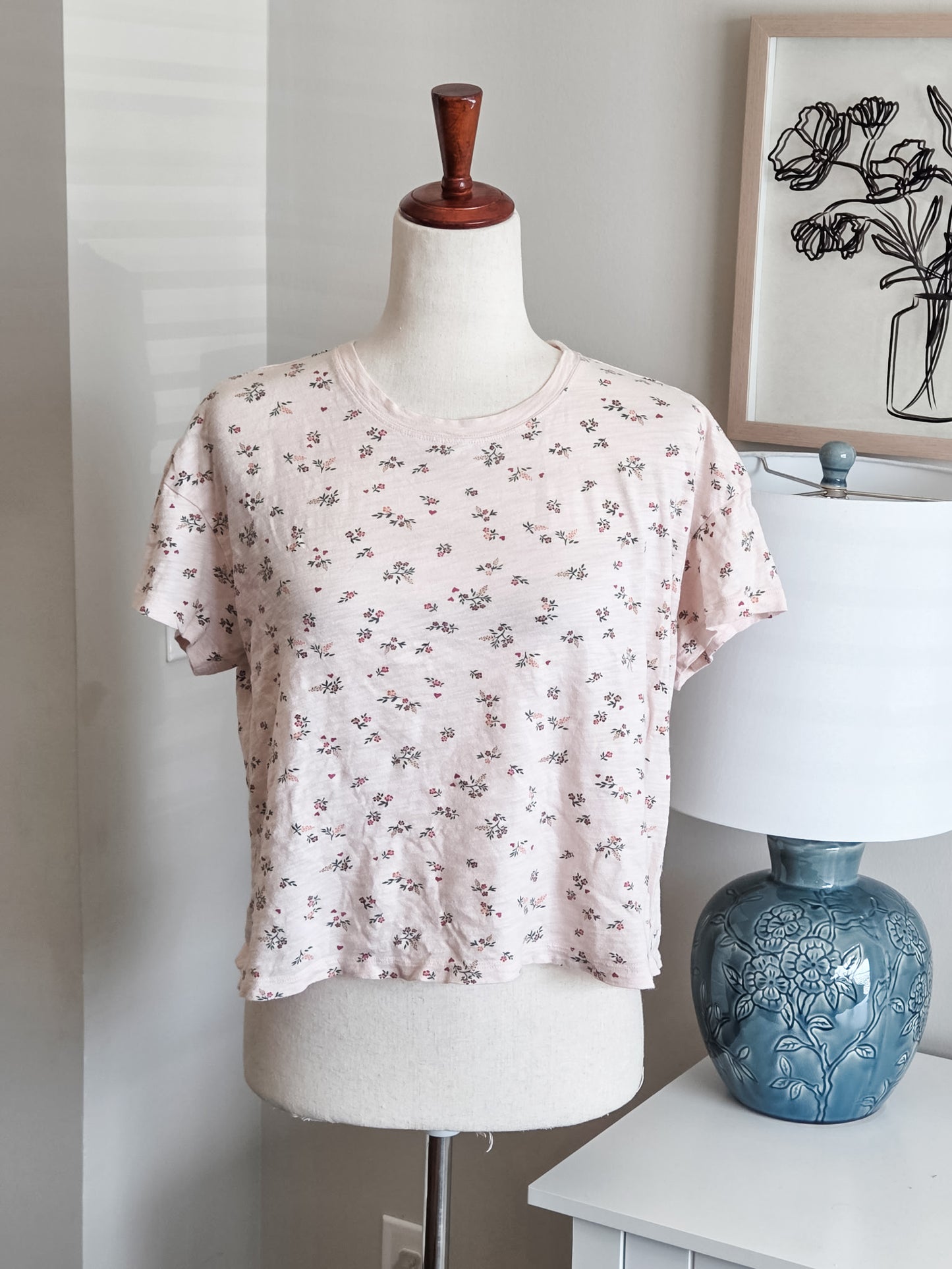 Pink Floral Sleep Tee S