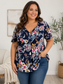 Navy Floral Top XL