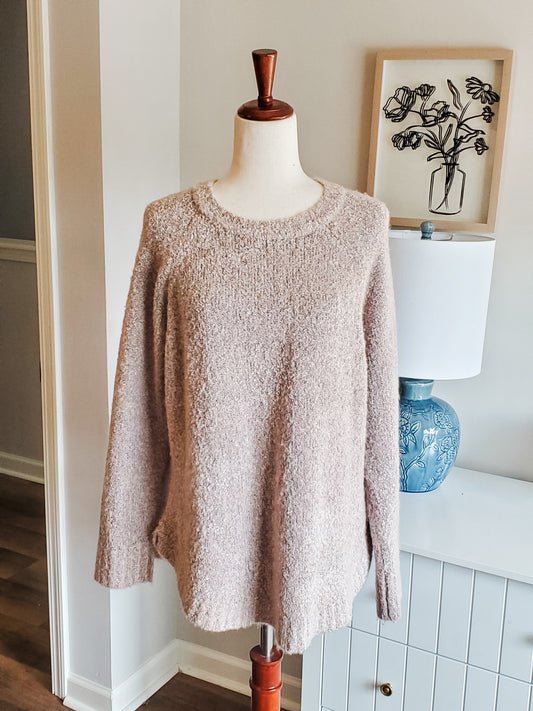 Pink Gray Textured Sweater M