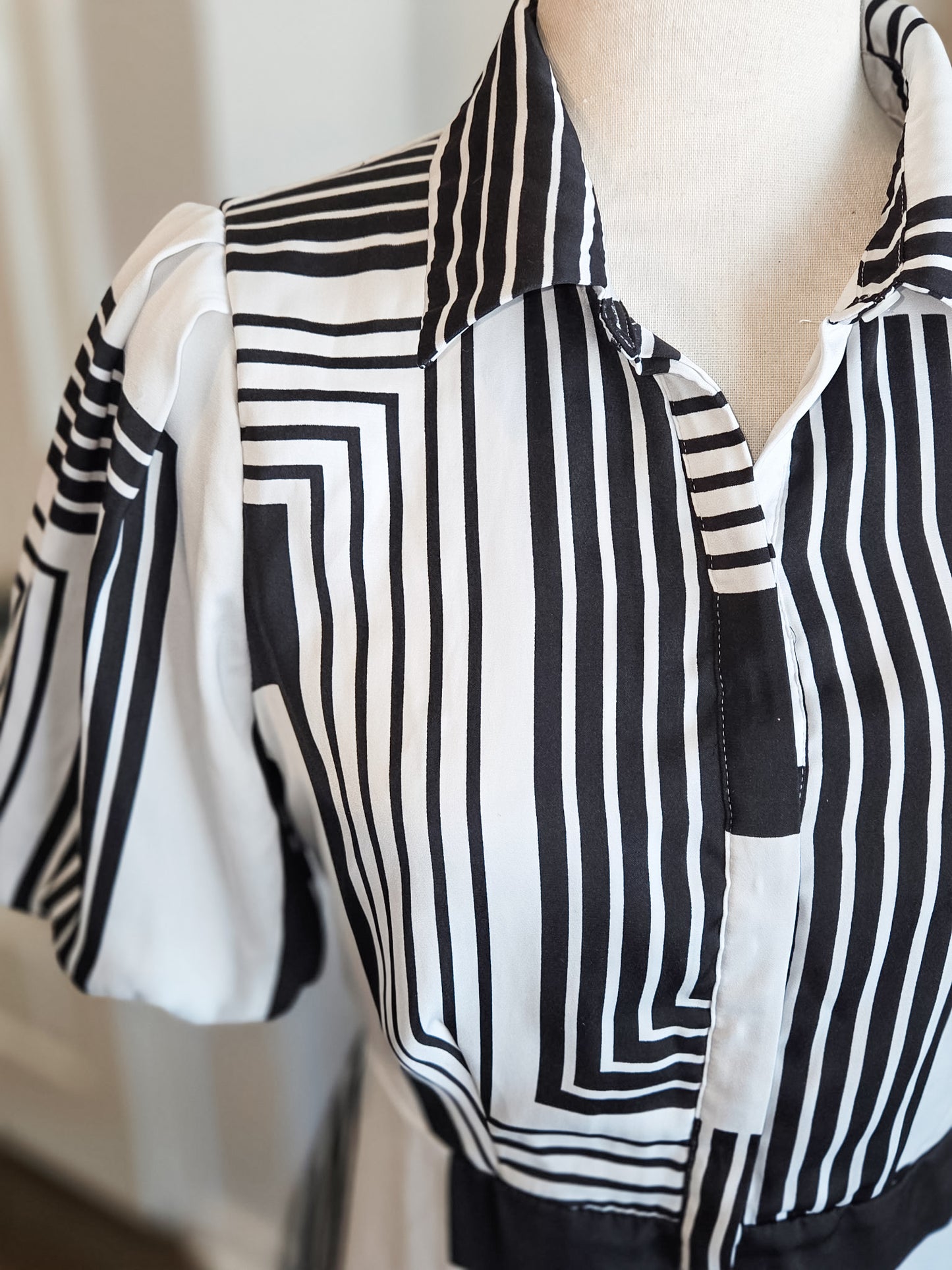 Black White Print Dress S