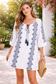 White Navy Embroidered Mini Dress M