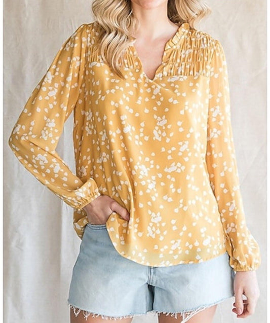 Mustard Print Blouse XL