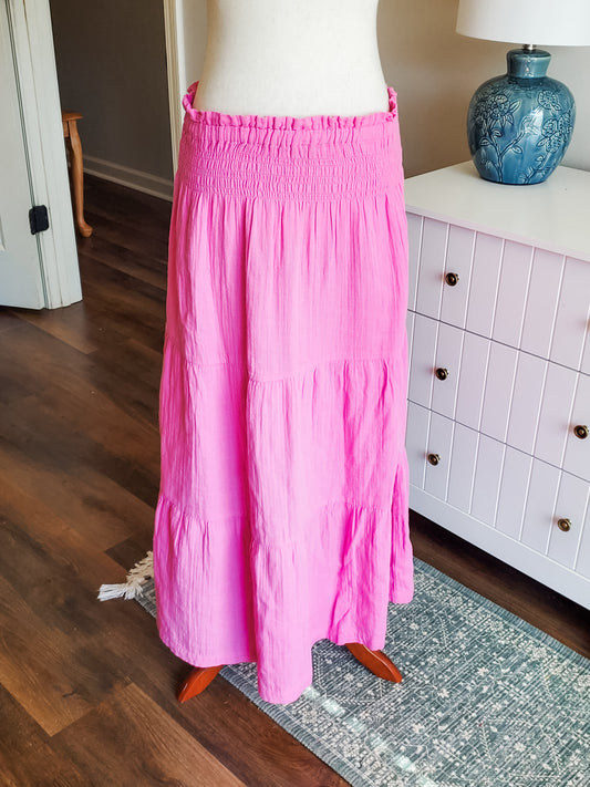 Pink Cotton Maxi Skirt S