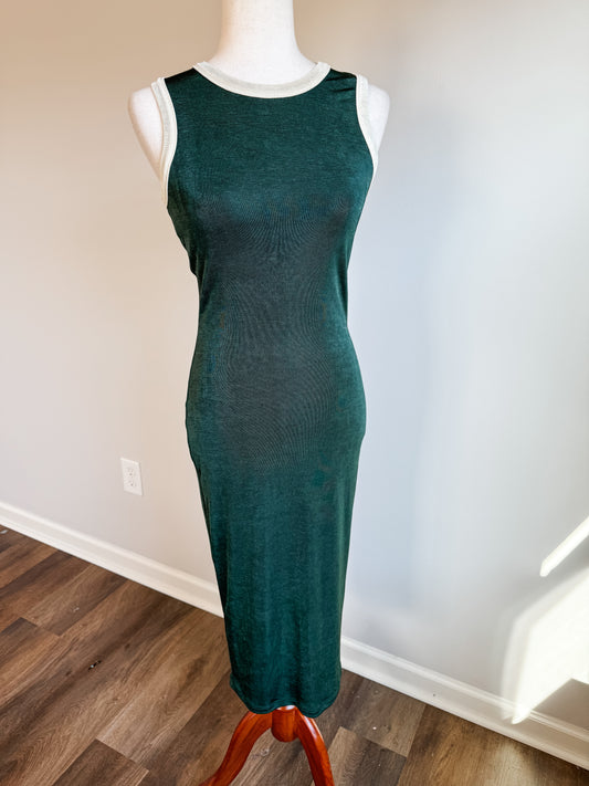 Green Dress with Cream Trim XS/S