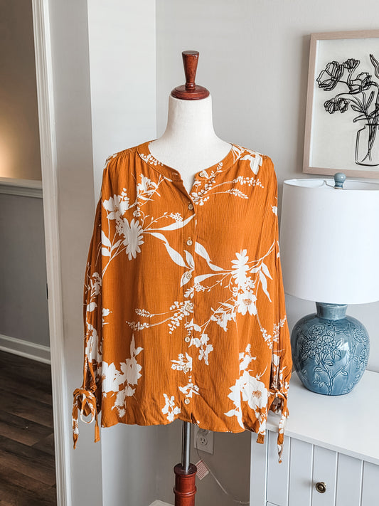 Mustard Floral Blouse S